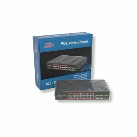 موزع شبكة POE ذكي بـ 18 منفذ (16 منفذ POE + 2 منفذ Uplink)